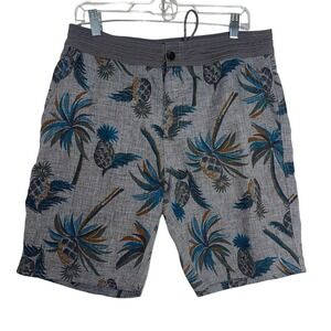 Vans Deck Siders Palm Tree Gray Swim Trunks Size 32